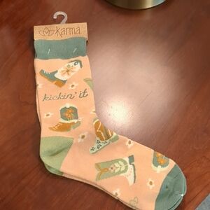 Karma Casual Socks Green and Orange Playful Design